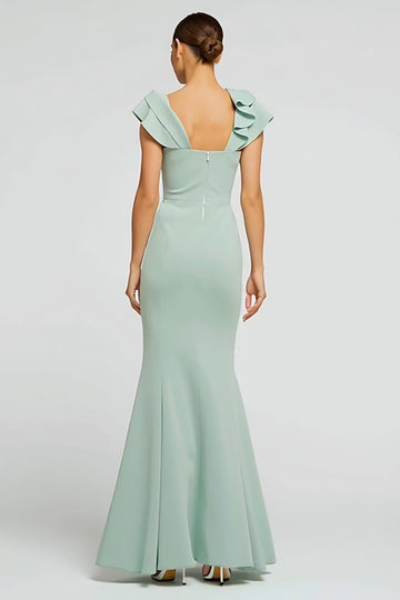 Mermaid Mint Green Long Formal Dress With 3D Flower